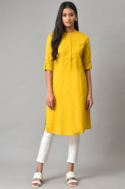 Light Yellow Half Placket Shirt kurta