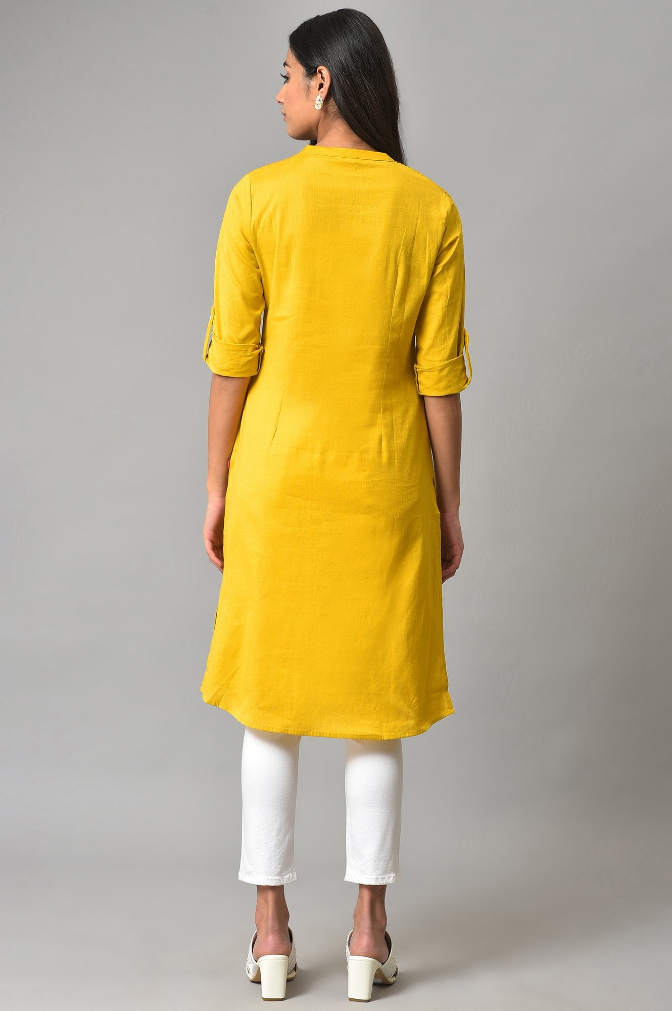 Light Yellow Half Placket Shirt kurta