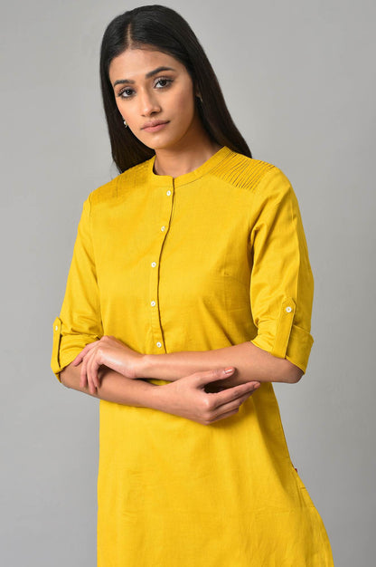 Light Yellow Half Placket Shirt kurta