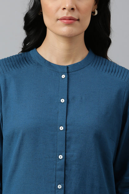 Blue Half Placket Shirt kurta