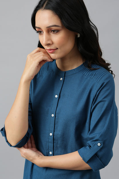 Blue Half Placket Shirt kurta