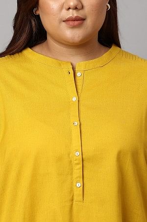 Light Yellow Half Placket Plus Size Shirt kurta