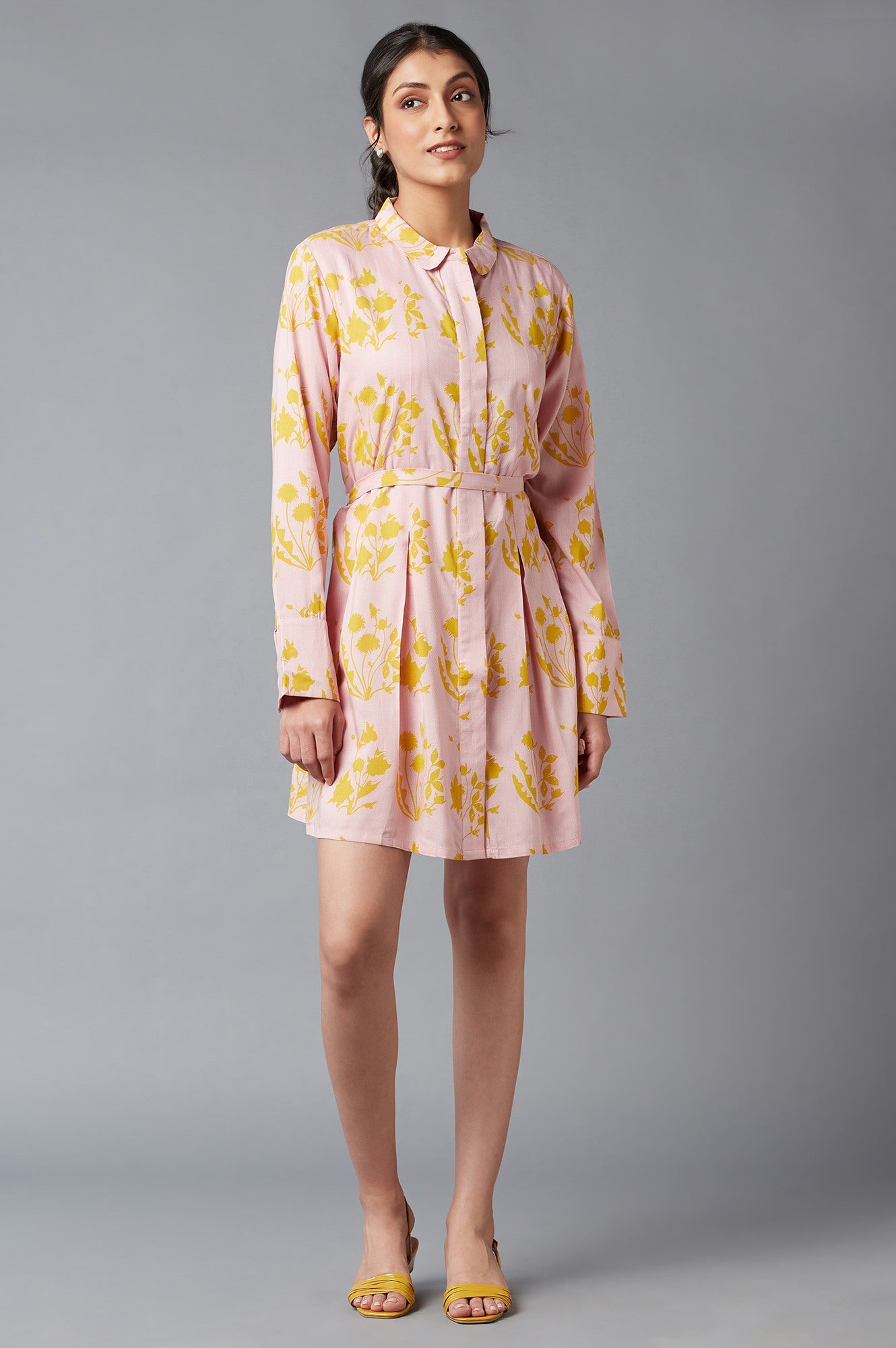 Pink And Yellow Floral Shirt Tunic