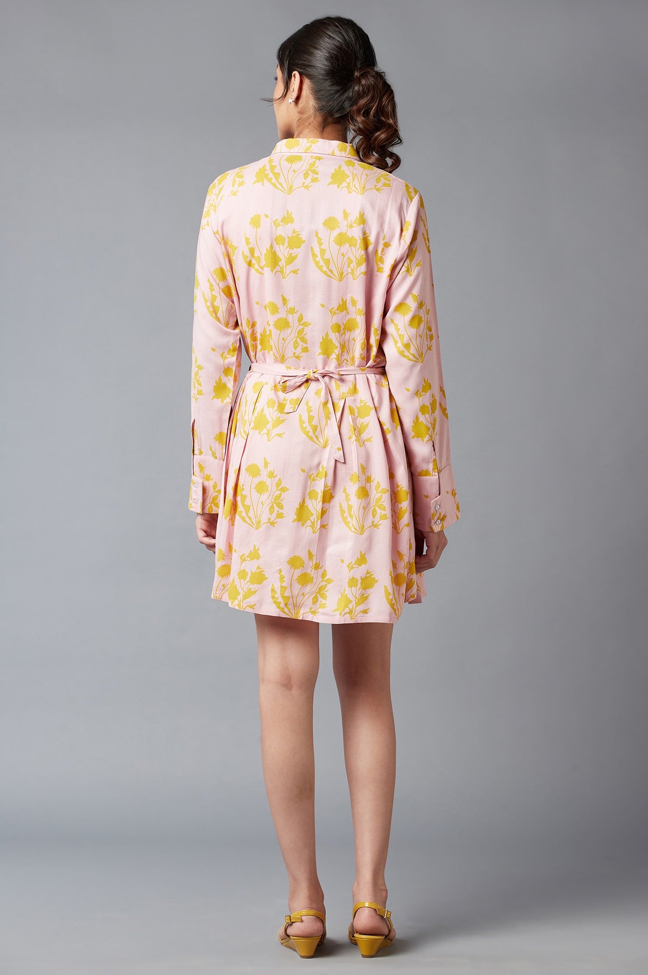 Pink And Yellow Floral Shirt Tunic