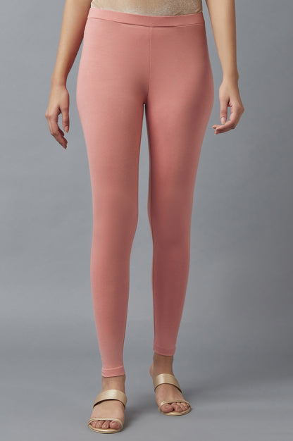 Pink Solid Cotton Tights