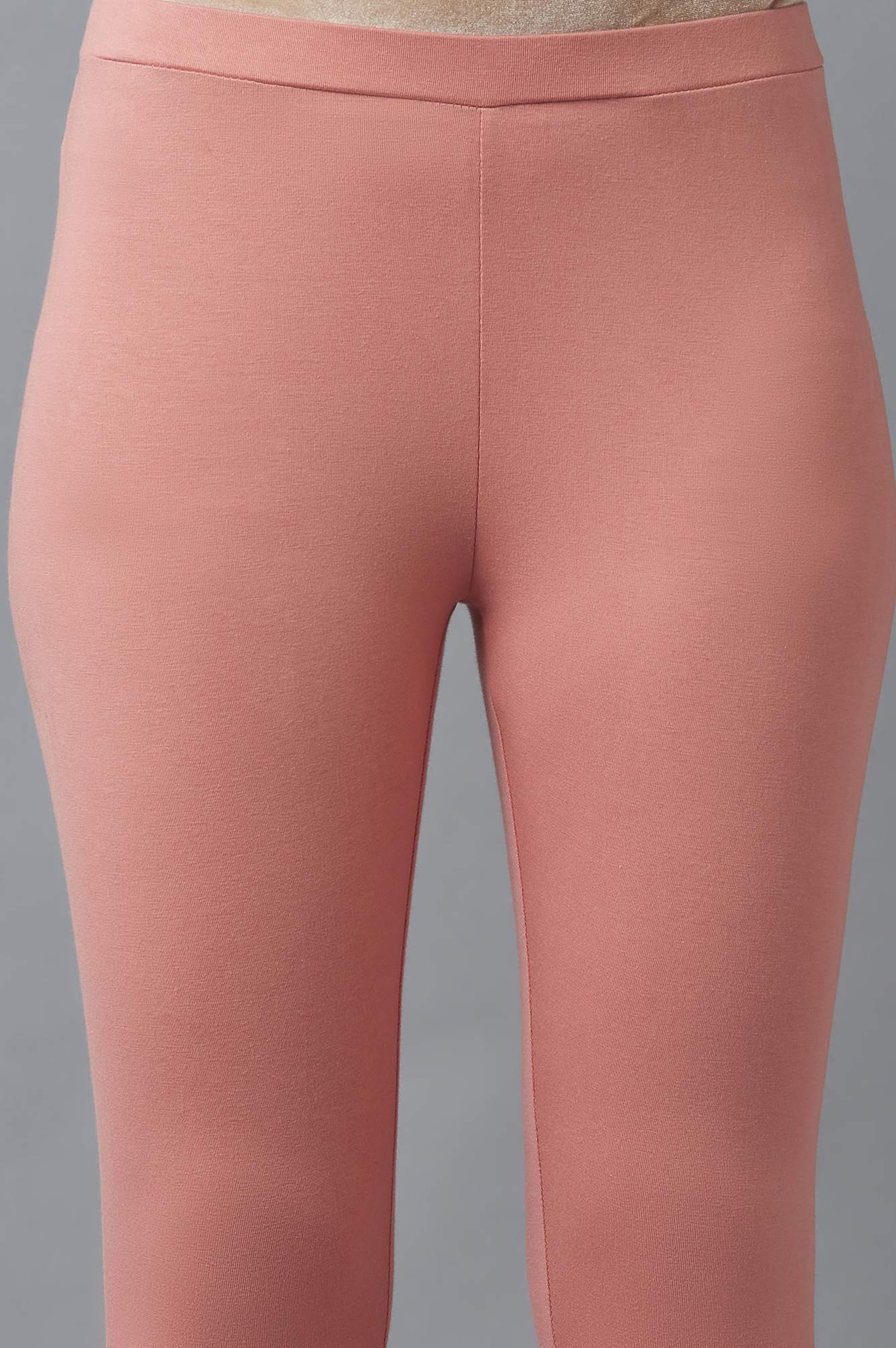 Pink Solid Cotton Tights