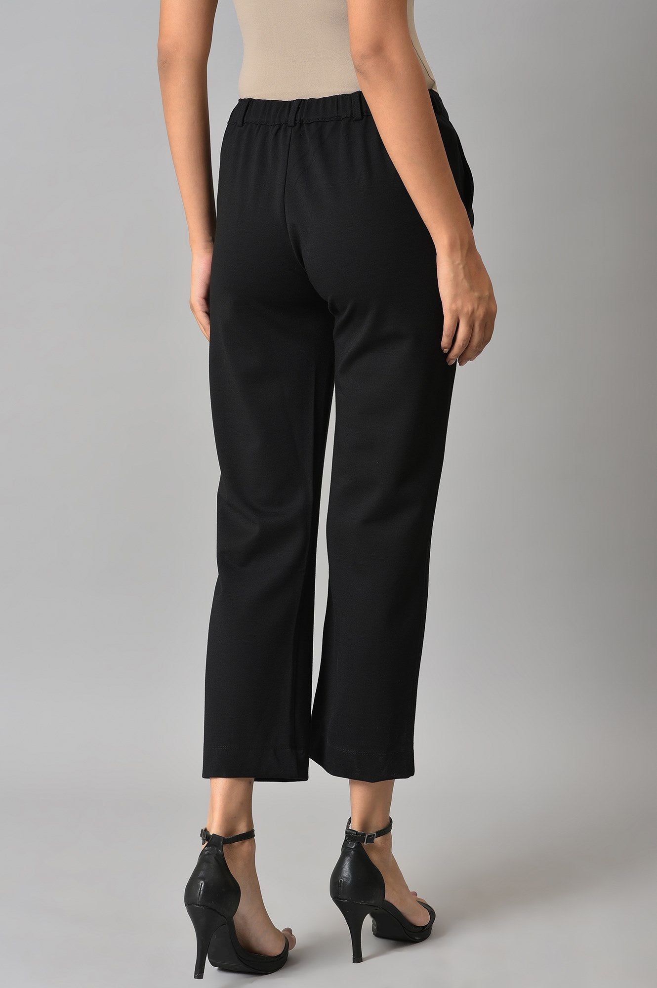 Black Straight Fit Casual Trousers