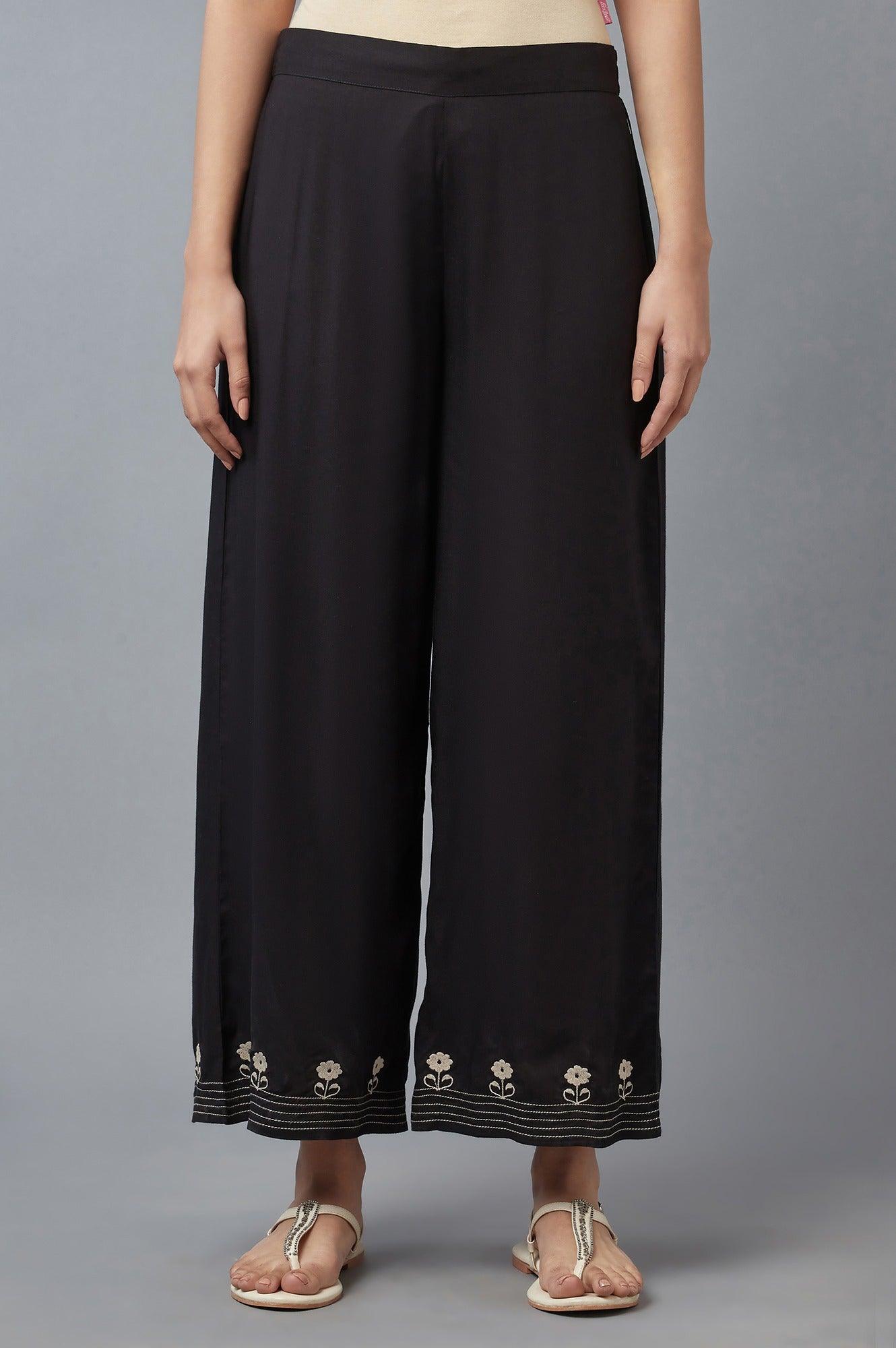 Parallel Pant Notes Buy Jet Black Embroidered Parallel Pants @ 1799 | W for woman – wforwoman