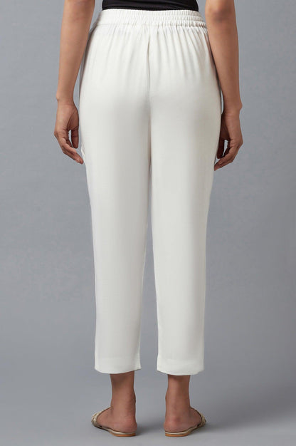 Ecru Straight Silhouette Slim Pants - wforwoman