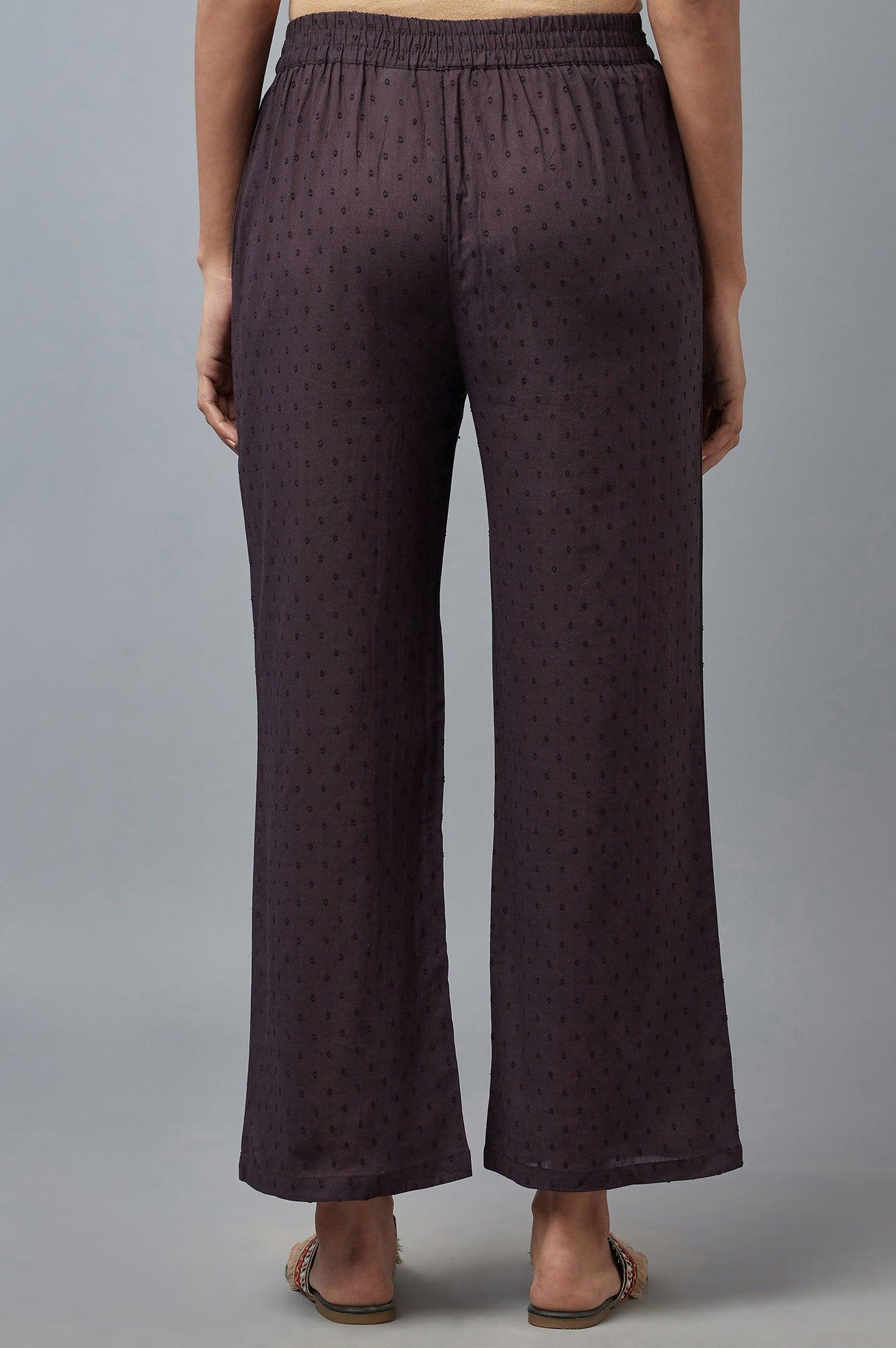 Dark Brown Fully Elastication Parallel Pants - wforwoman