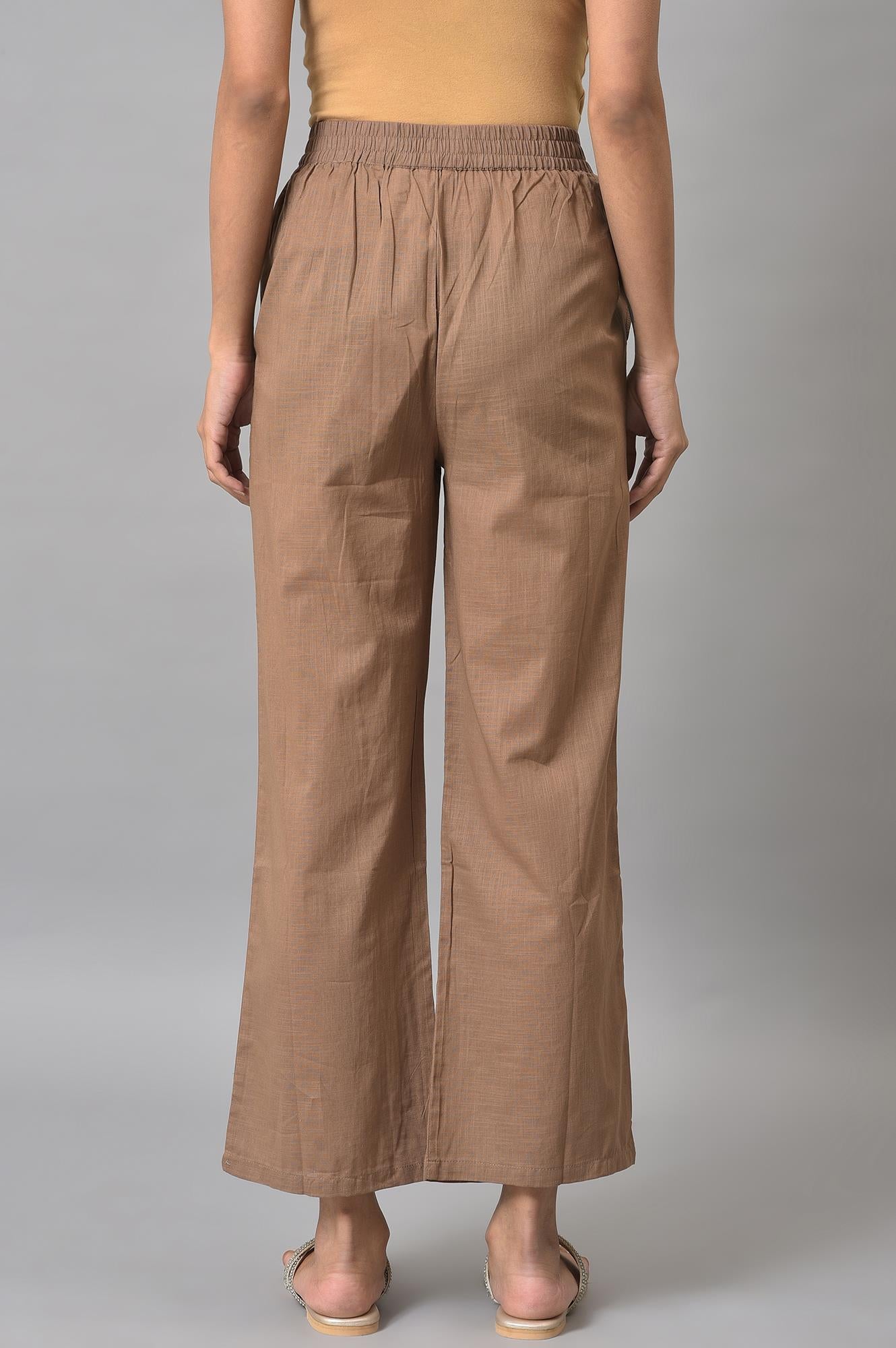 Beige Fully Elastication Parallel Pants