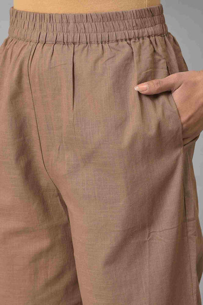 Beige Fully Elastication Parallel Pants