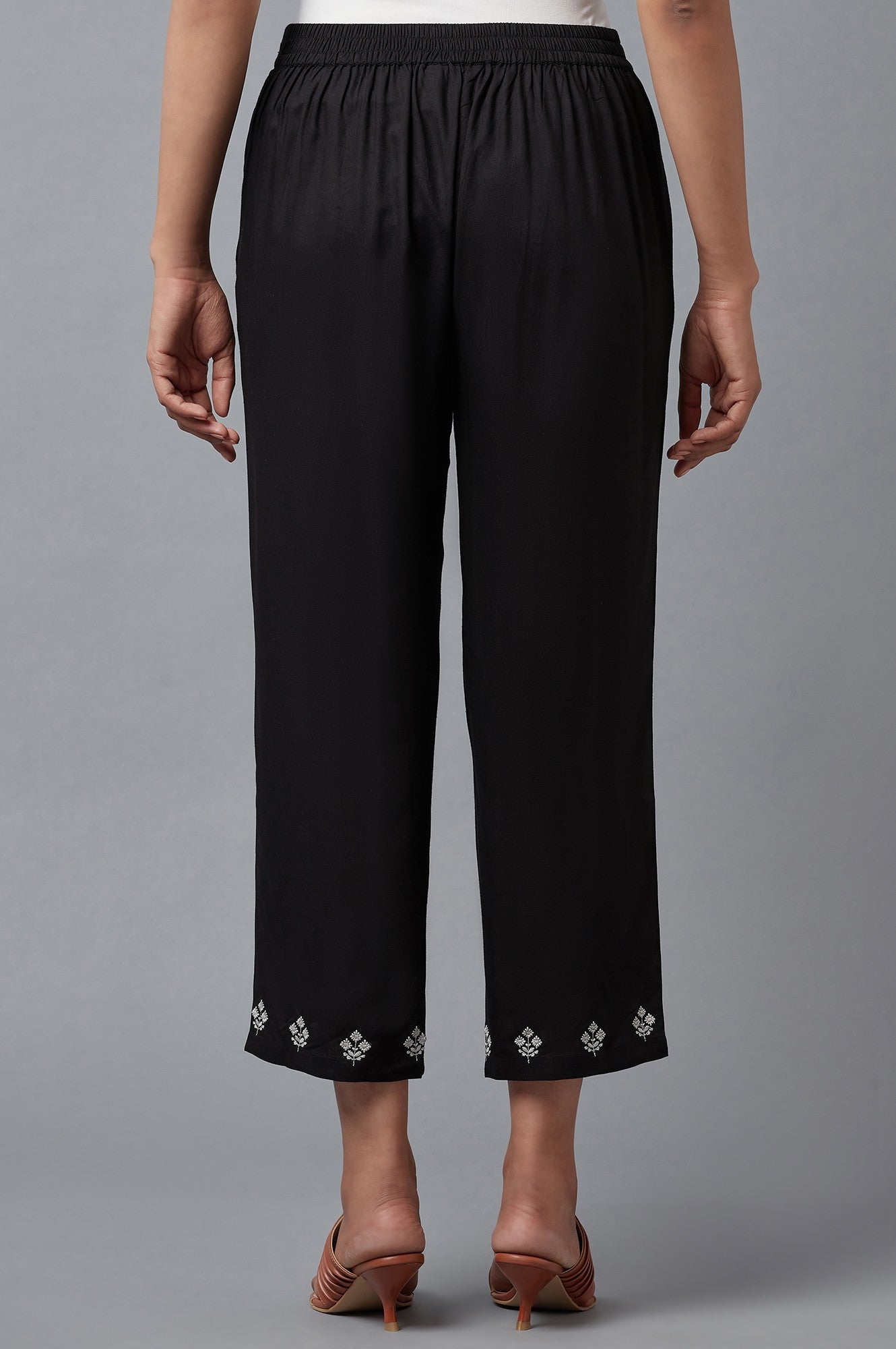 Black Embroidered Straight Pants