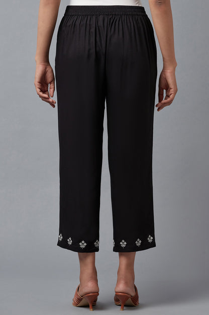 Black Embroidered Straight Pants