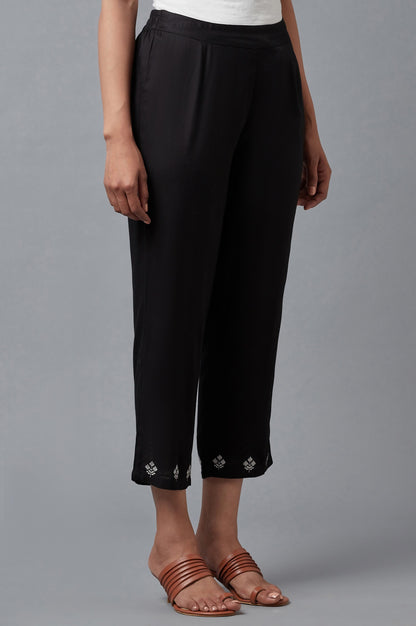 Black Embroidered Straight Pants