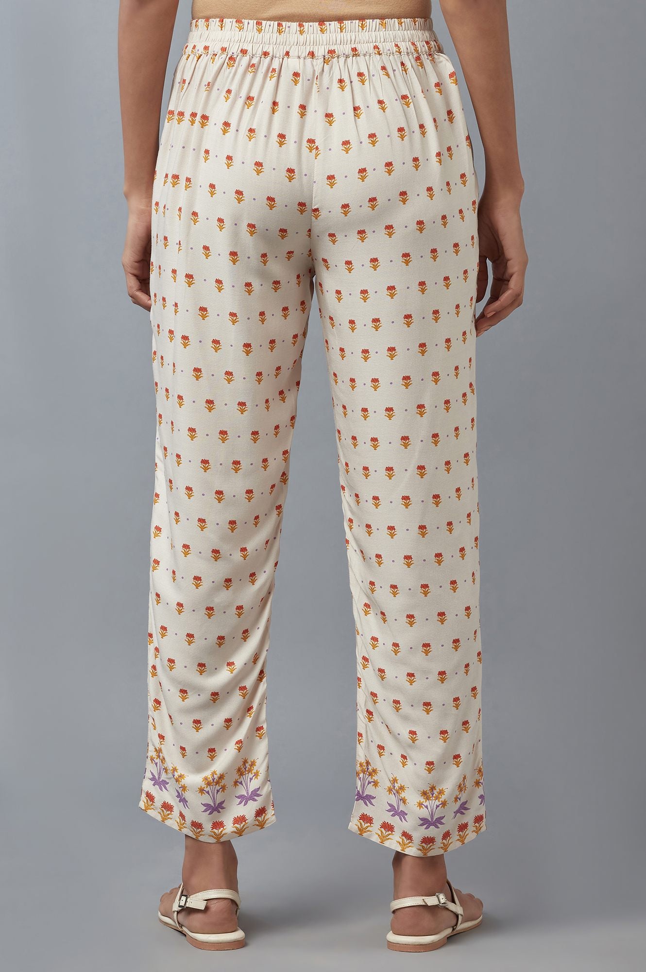 Off-White Floral Printed Straight Pants