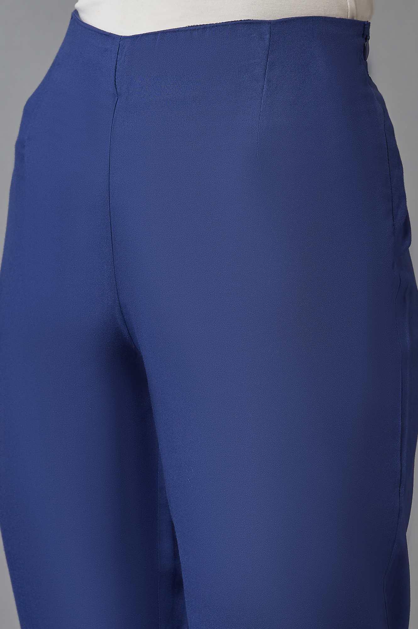 Ink Blue Solid Slim Pants - wforwoman