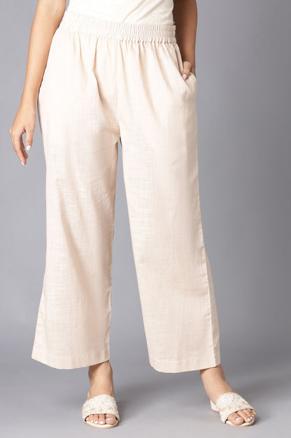 Beige Fully Elastication Parallel Pants