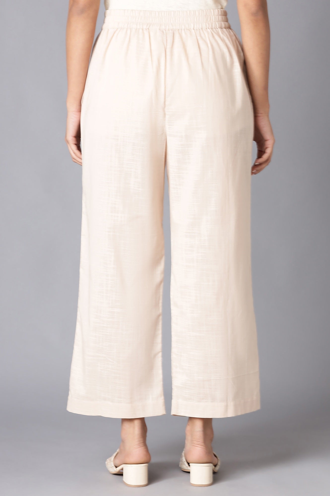 Beige Fully Elastication Parallel Pants