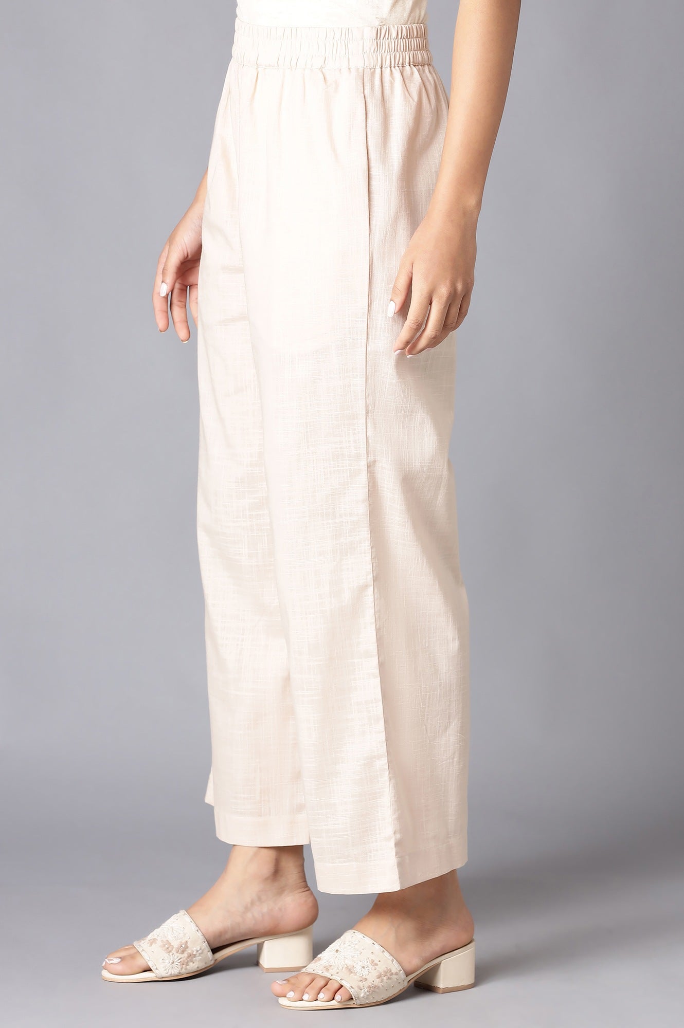 Beige Fully Elastication Parallel Pants