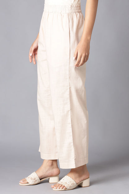 Beige Fully Elastication Parallel Pants