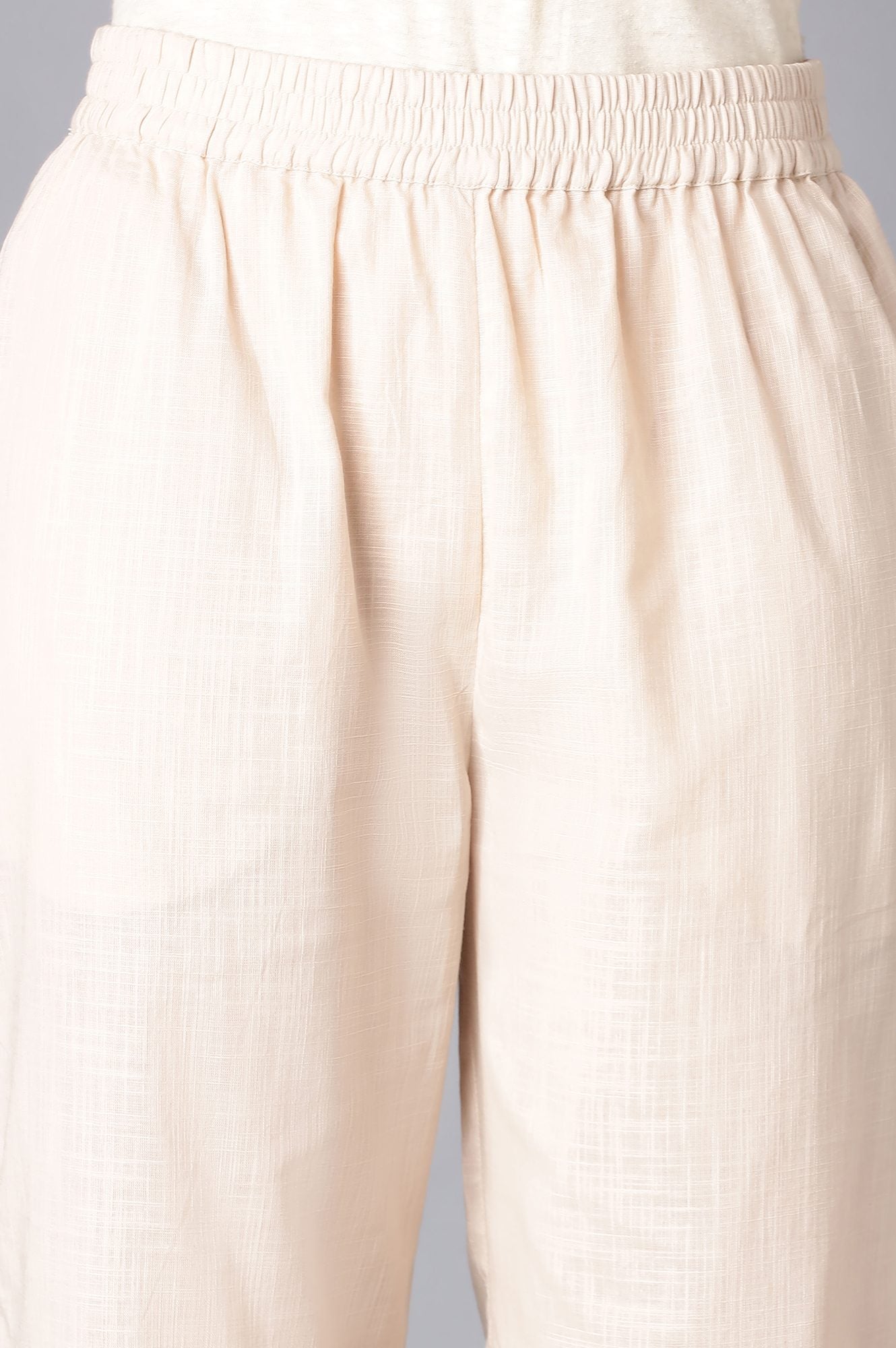 Beige Fully Elastication Parallel Pants