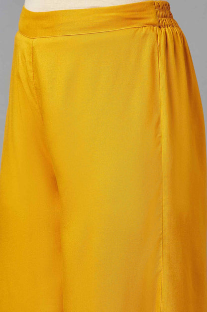 Deep Yellow Embroidered Parallel Pants - wforwoman
