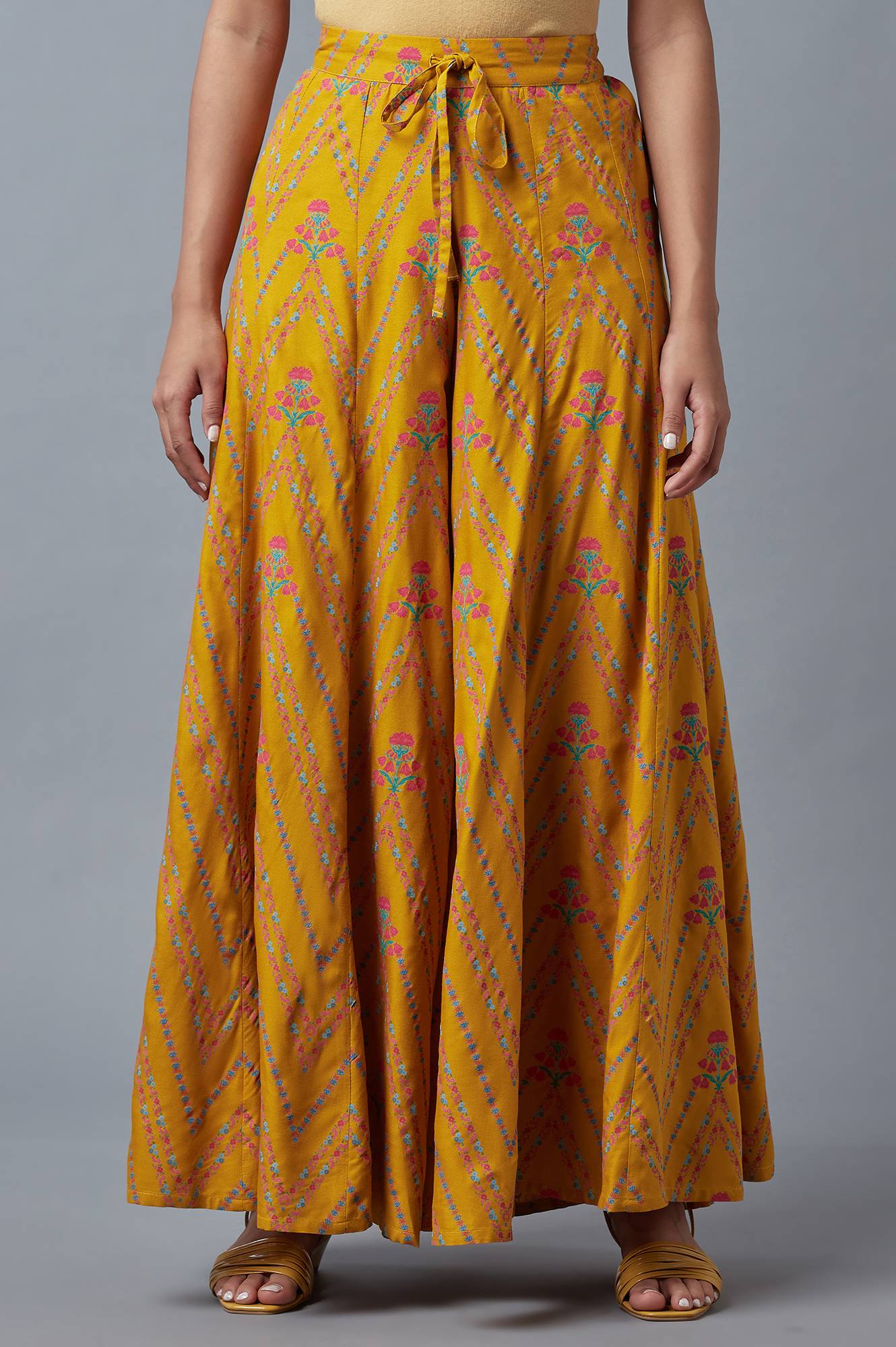 Mustard Yellow Floral Printed Culottes