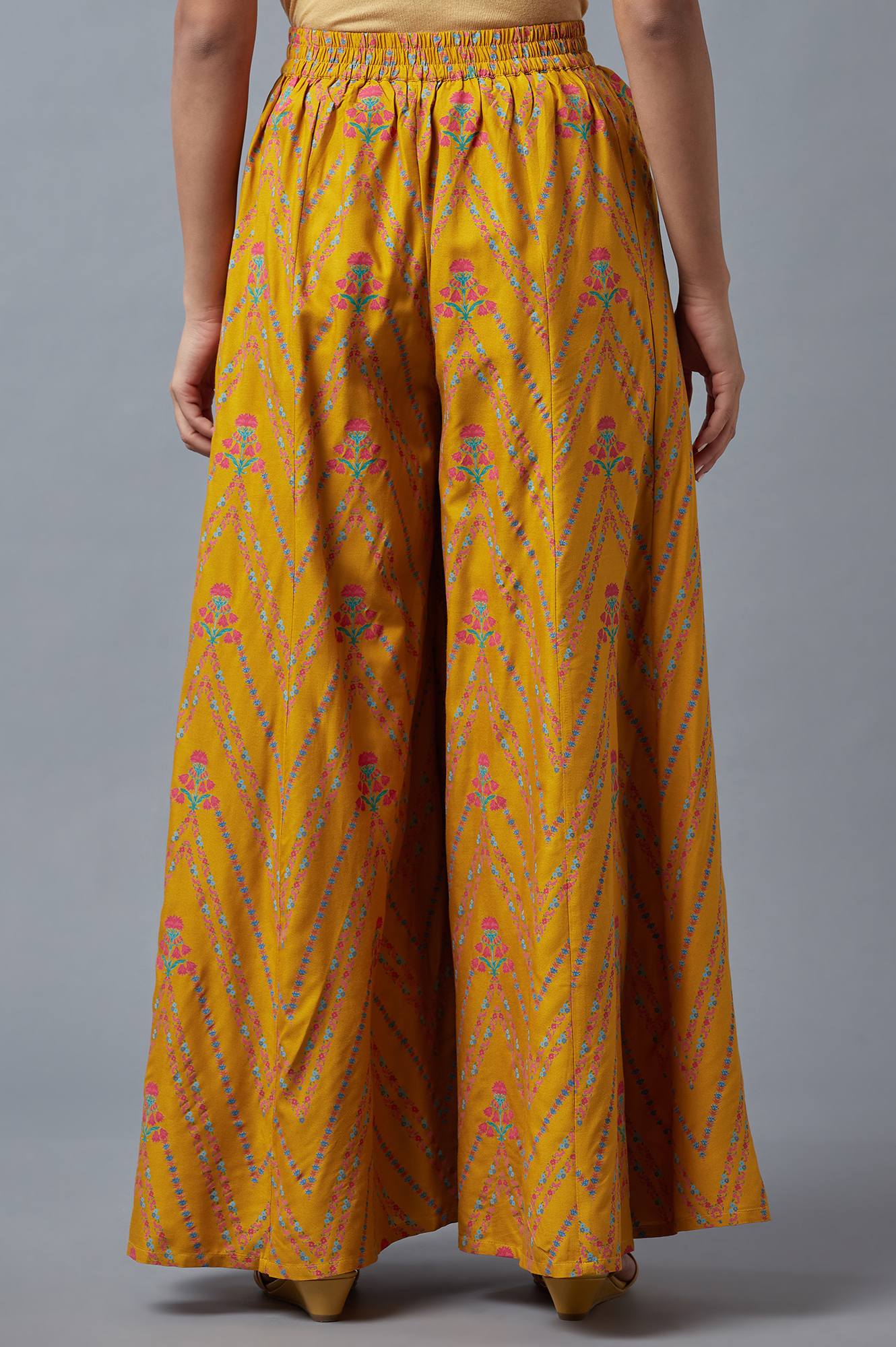 Mustard Yellow Floral Printed Culottes