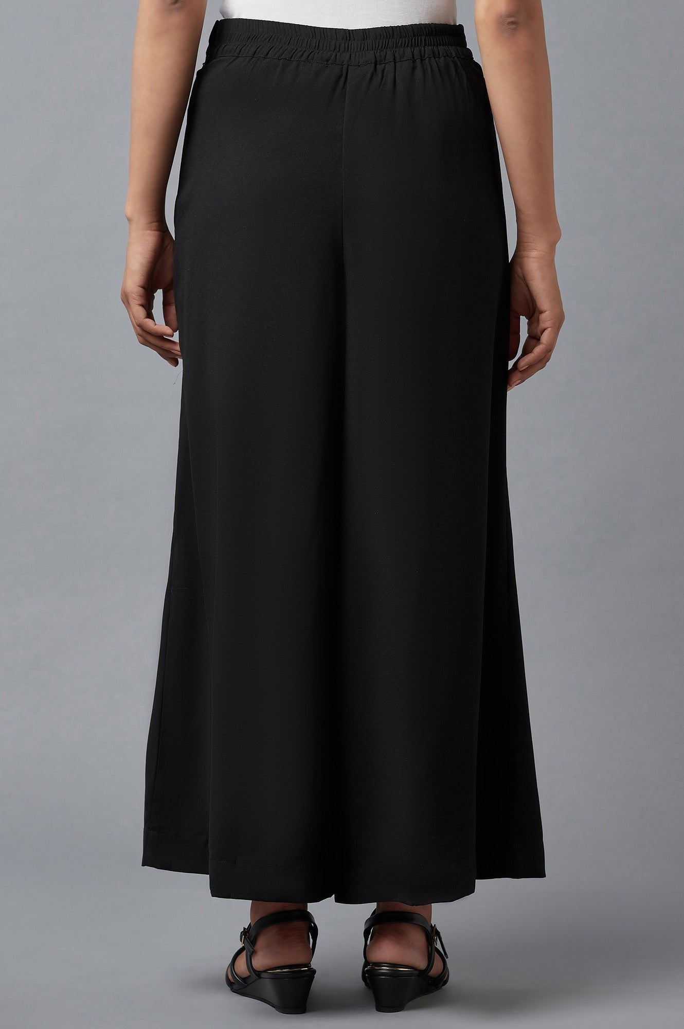 Black Wide Leg Moss Flared Pants