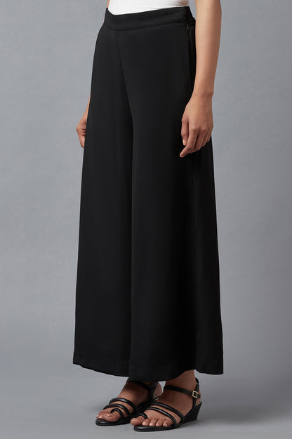 Black Wide Leg Moss Flared Pants