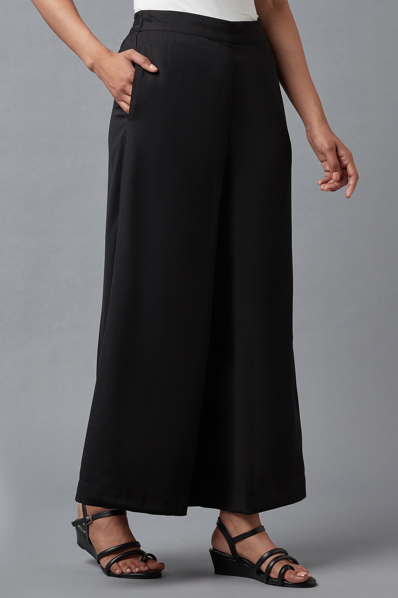 Black Wide Leg Moss Flared Pants