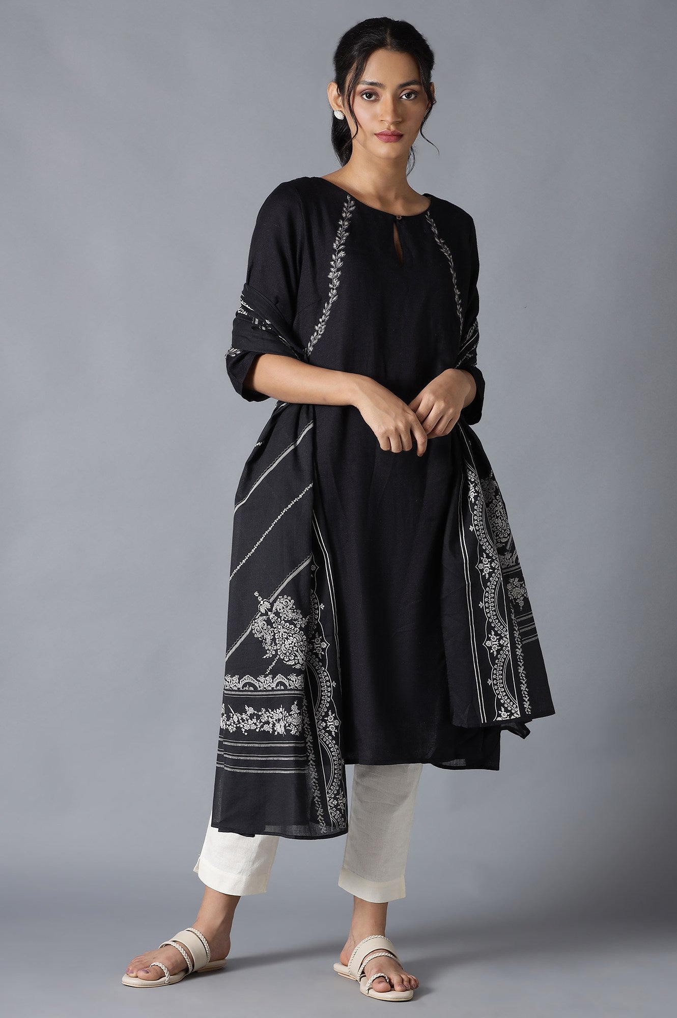 Black Printed Voile Dupatta