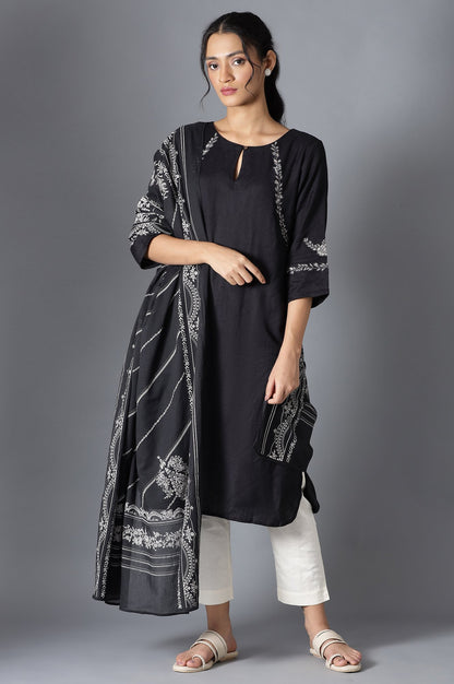 Black Printed Voile Dupatta