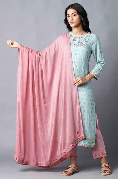 Pink Crinkled Chiffon Solid Dupatta