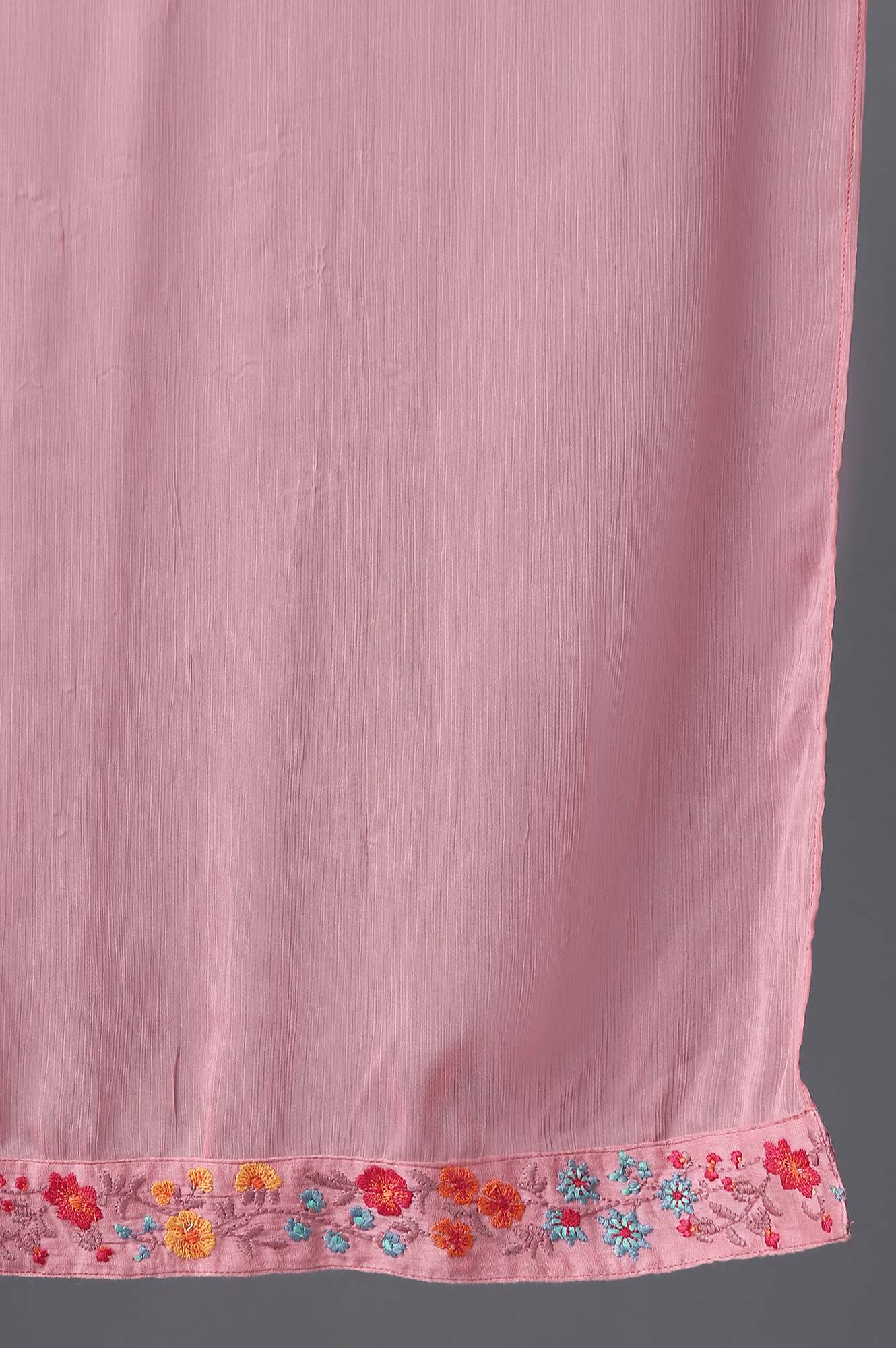 Pink Crinkled Chiffon Solid Dupatta