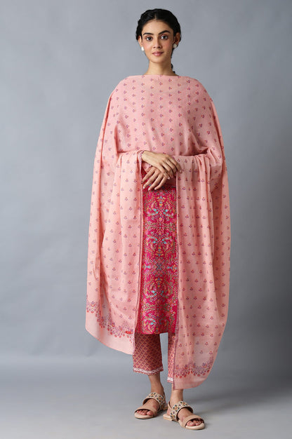 Pink Printed Cotton Dupatta