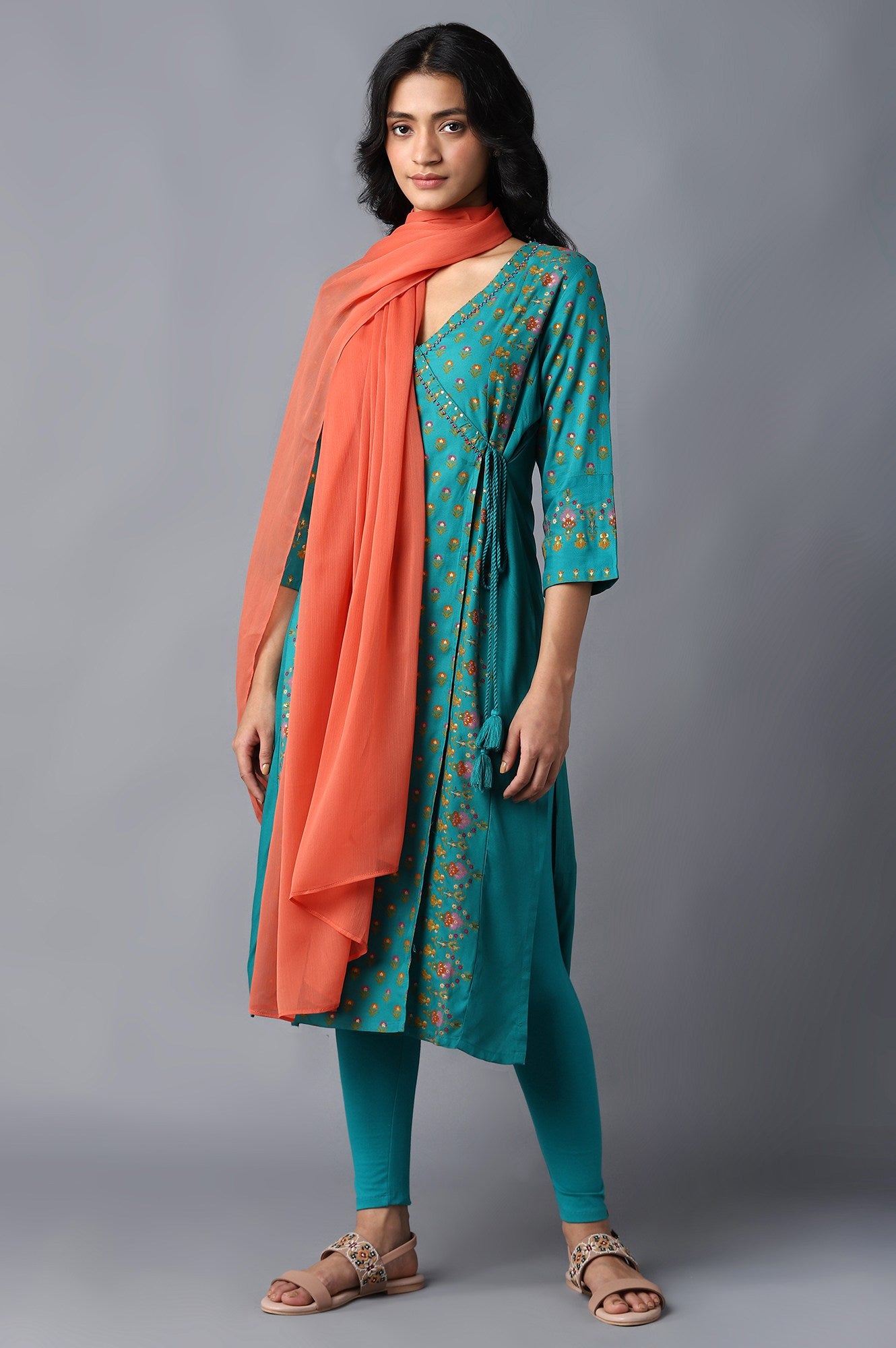 Orange Crinkled Chiffon Solid Dupatta