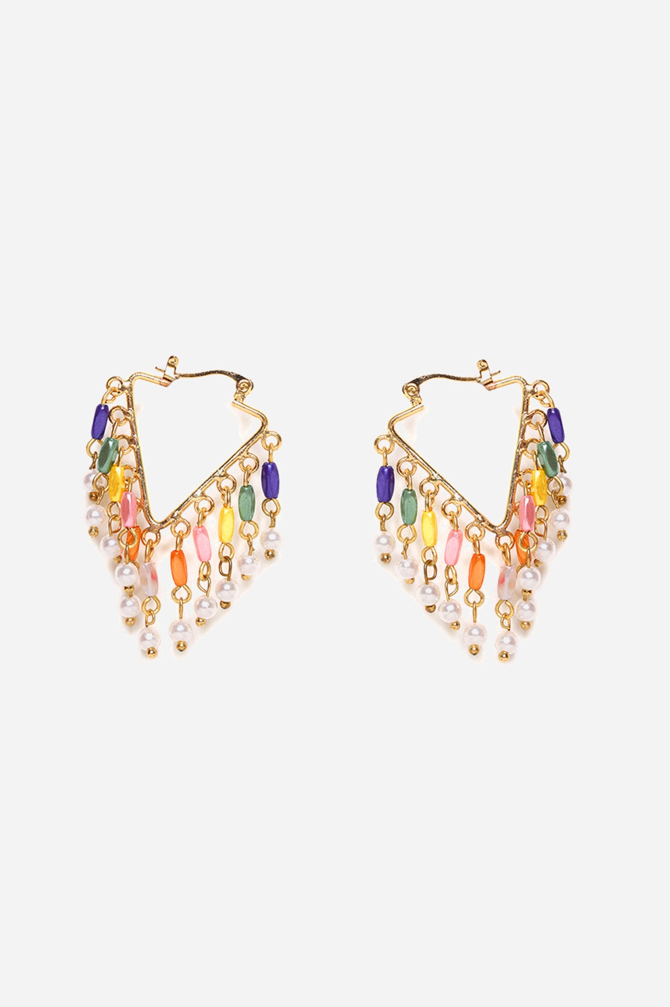 Multi Handcrafted Bead work Hoop Earrings