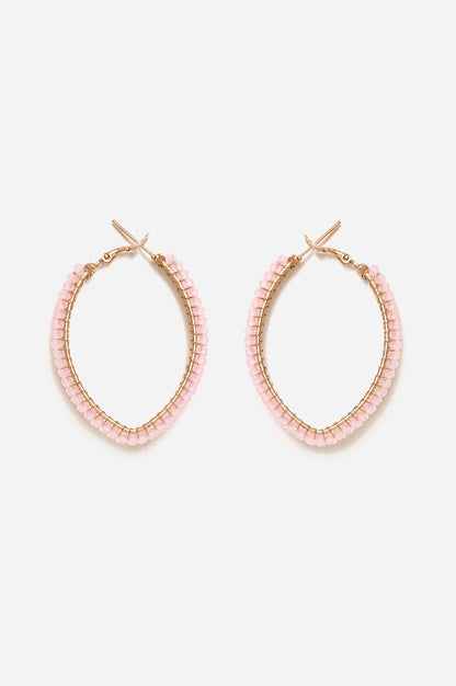 Green and Pink Handcrafted Hoop Earrings