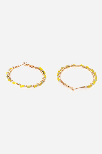 Yellow Handcrafted Hoop Earrings