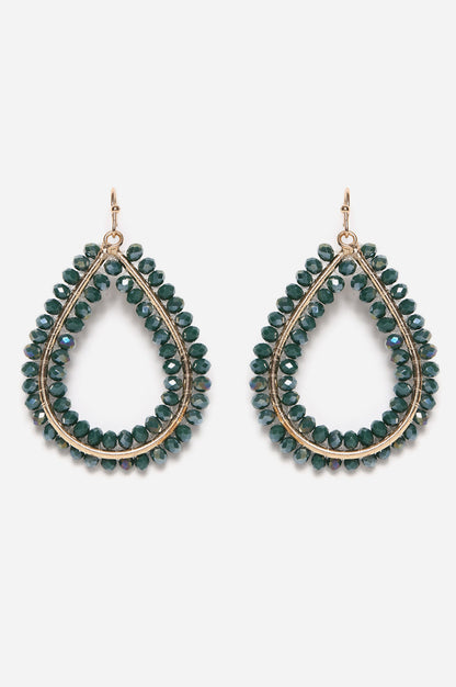 Green Pear Shared Beaded Dangler Earrings