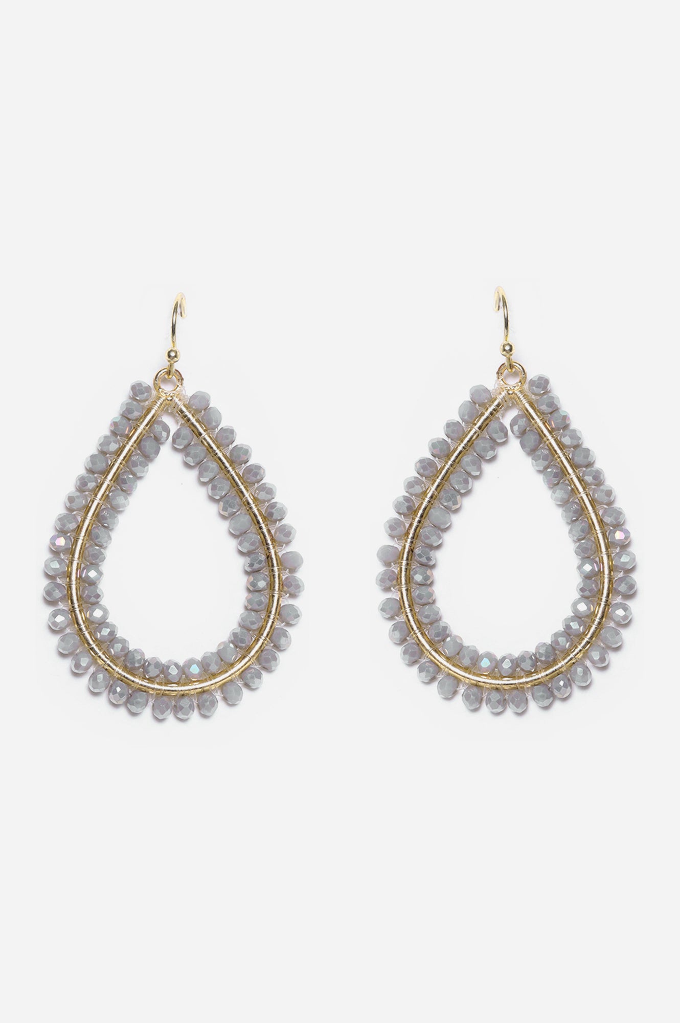 Grey Pear Shared Beaded Dangler Earrings