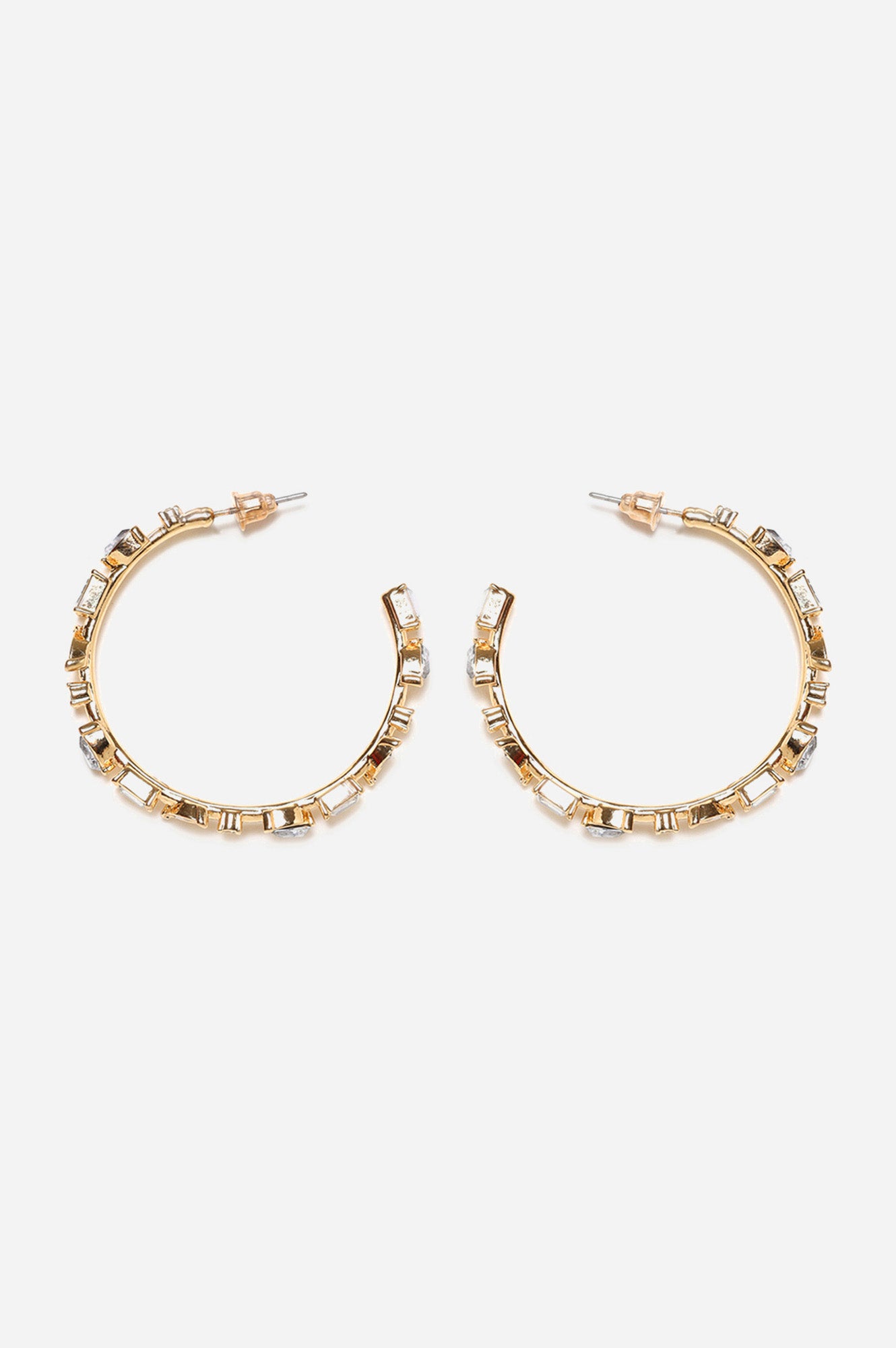 White Crystal Stop Hoop Earrings