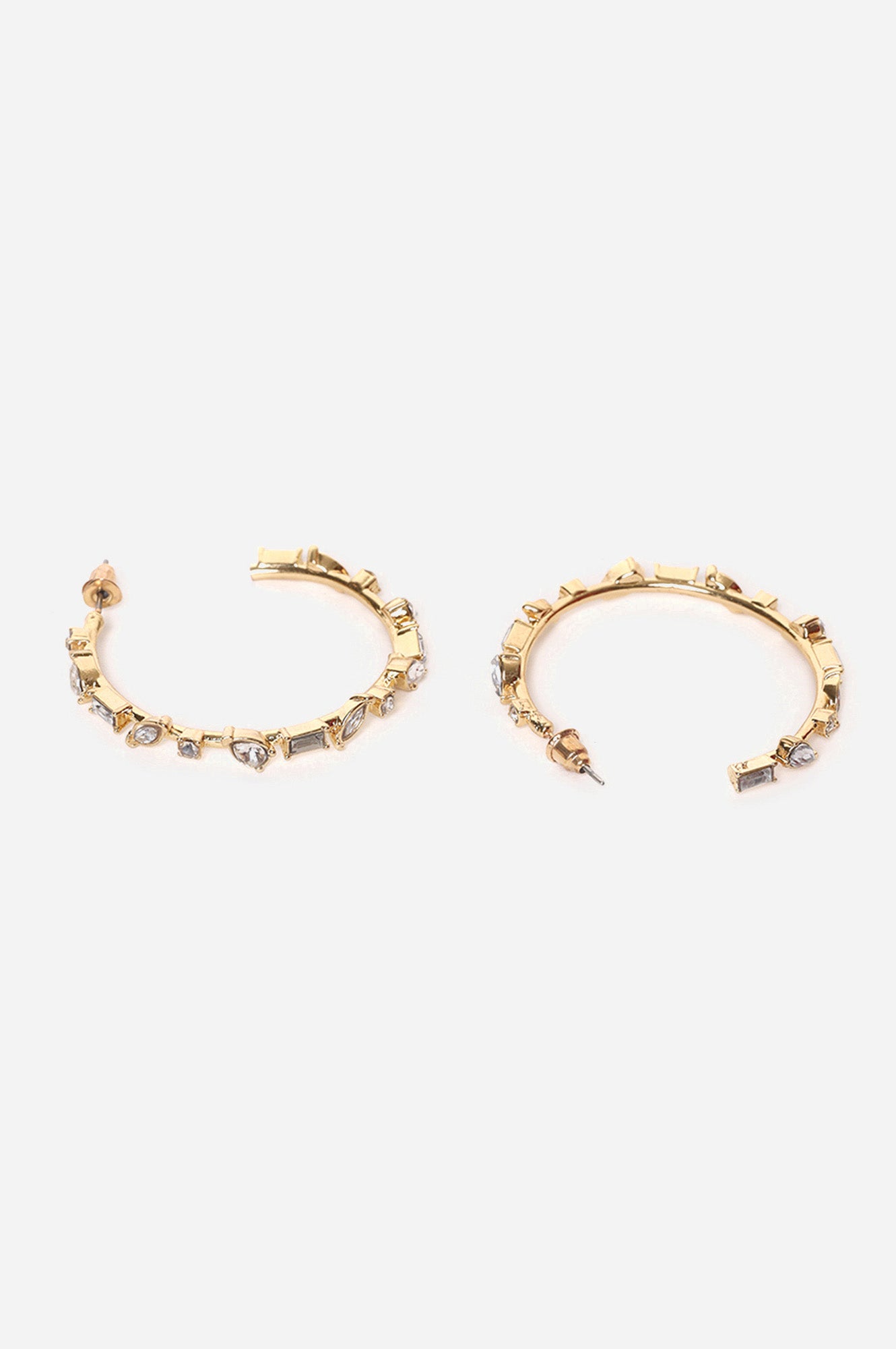 White Crystal Stop Hoop Earrings