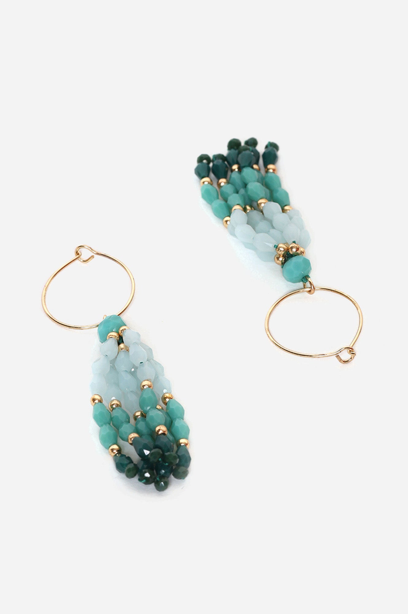 Greeb Beaded Hoop Earrings