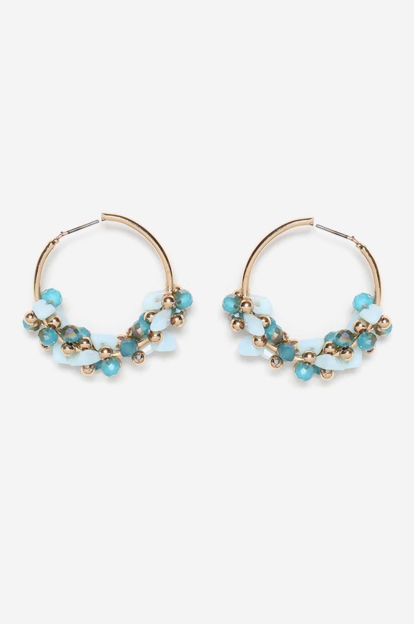 Blue Handcrafted Beded Hoop Earrings