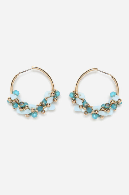 Blue Handcrafted Beded Hoop Earrings