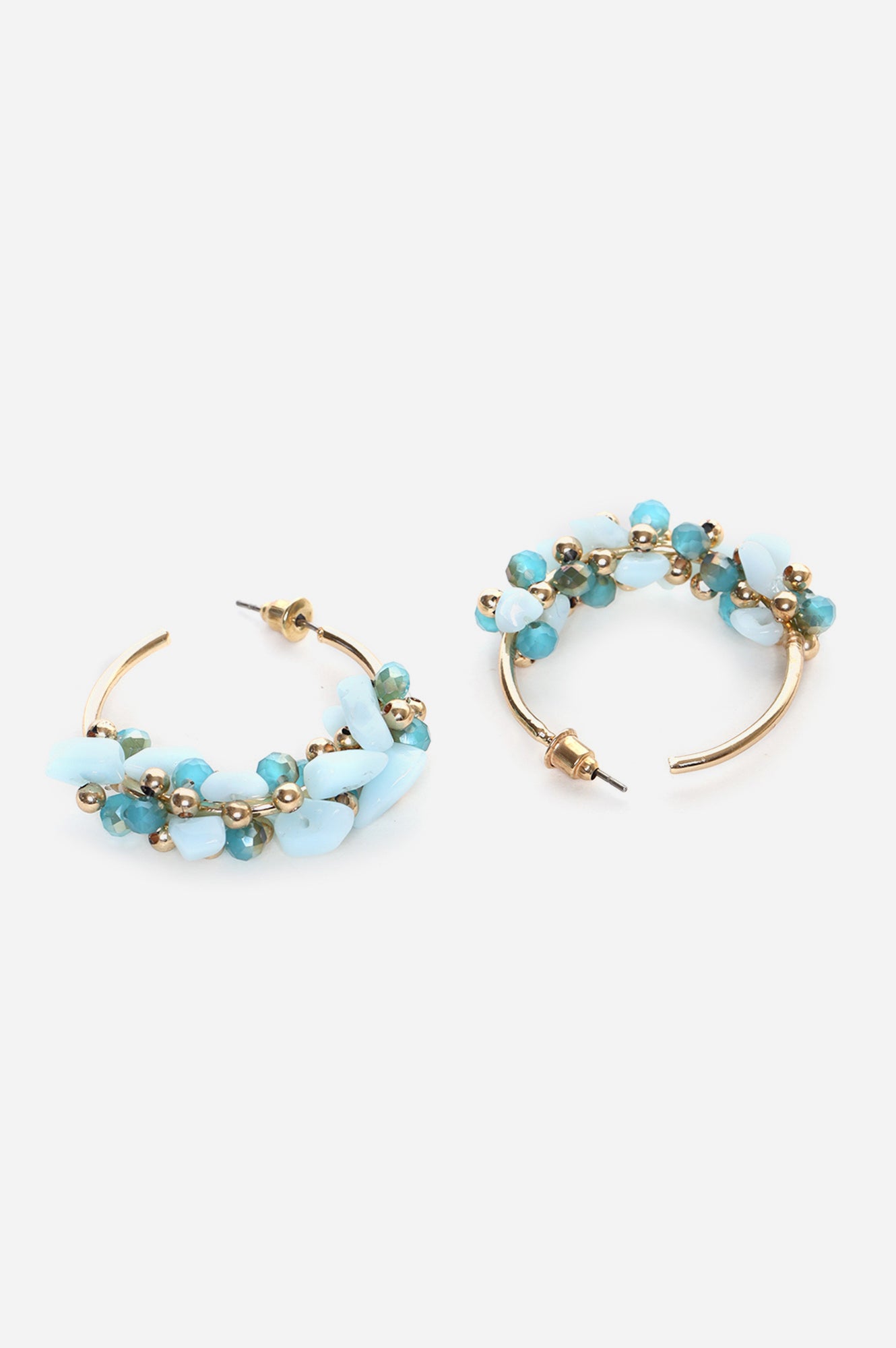 Blue Handcrafted Beded Hoop Earrings