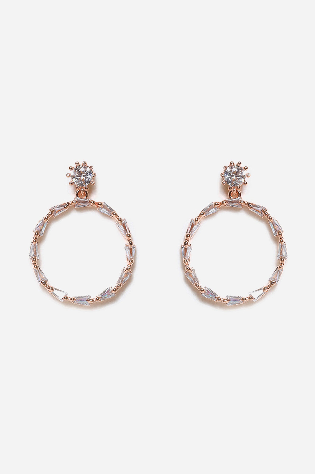 White Bead Work Hoop Earrings